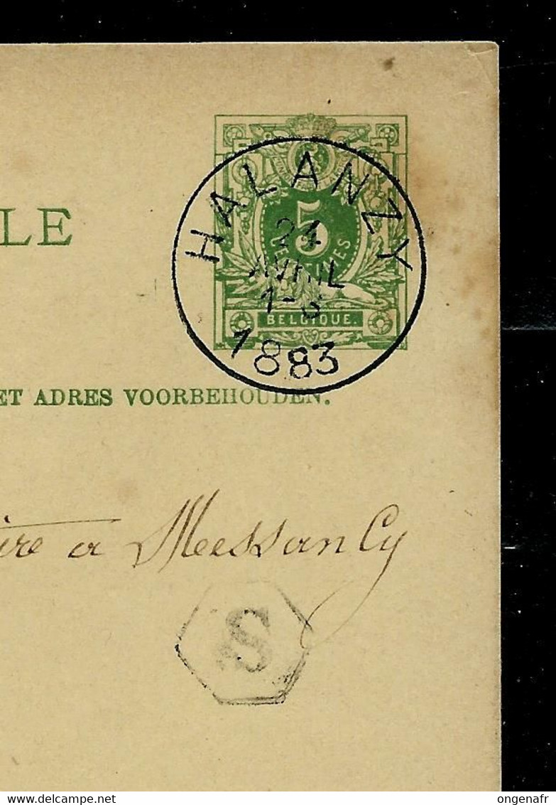 Entier. Obl. HALANZY 24/07/1883  Pour Messancy + Boîte Urbaine  Héxagonal ( S ) - Landelijks Post