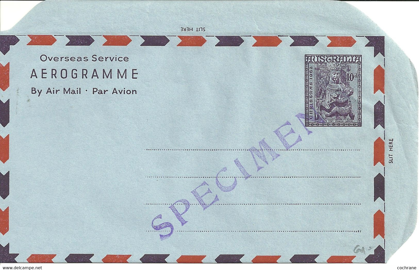 Australie / Aérogramme Surchargé Spécimen En Violet De 1962 - Aerogrammi