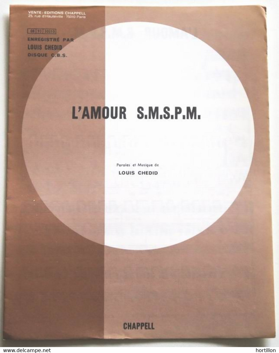 Partition Vintage Sheet Music LOUIS CHEDID : L'Amour S.M.S.P.M. - Libri Di Canti