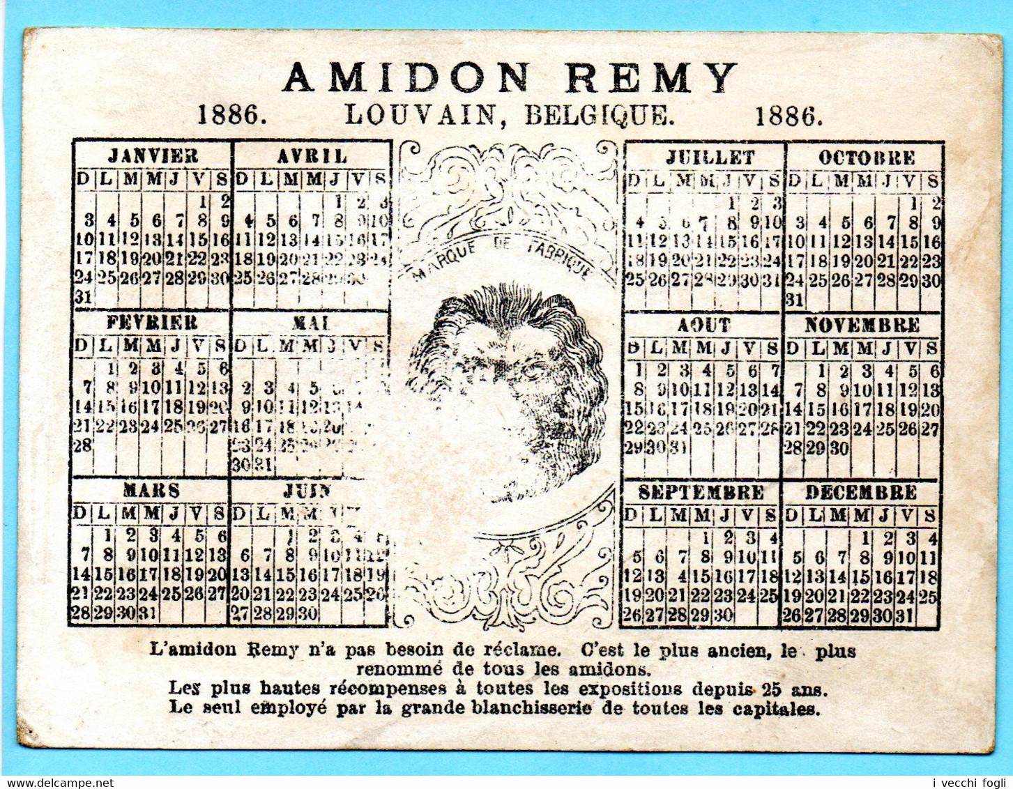 Chromo Amidon Rémy, Calendrier 1886, Année Complète. Petite-fille Et Grand-père.. - Formato Piccolo : ...-1900