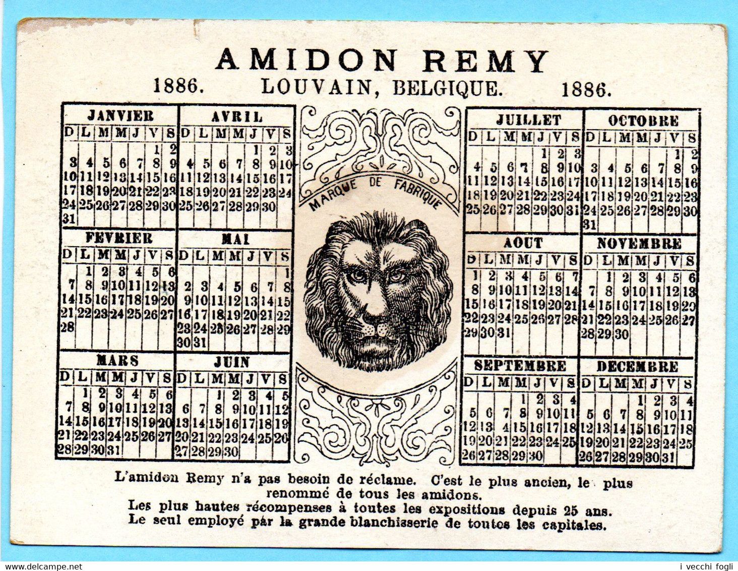 Chromo Amidon Rémy, Calendrier 1886, Année Complète. Petite-fille, Poule Et Poussins. - Formato Piccolo : ...-1900