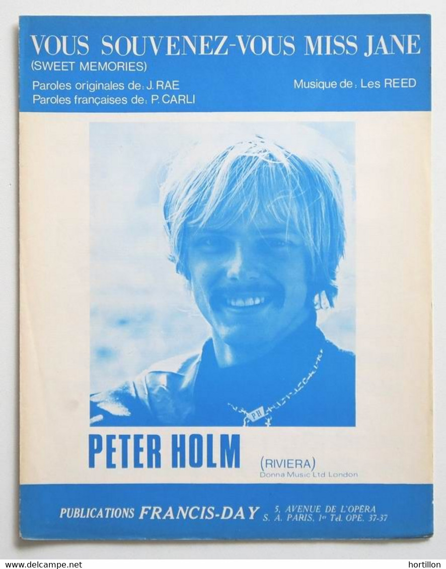 Partition Vintage Sheet Music PETER HOLM : Vous Souvenez-Vous Miss Jane - Song Books