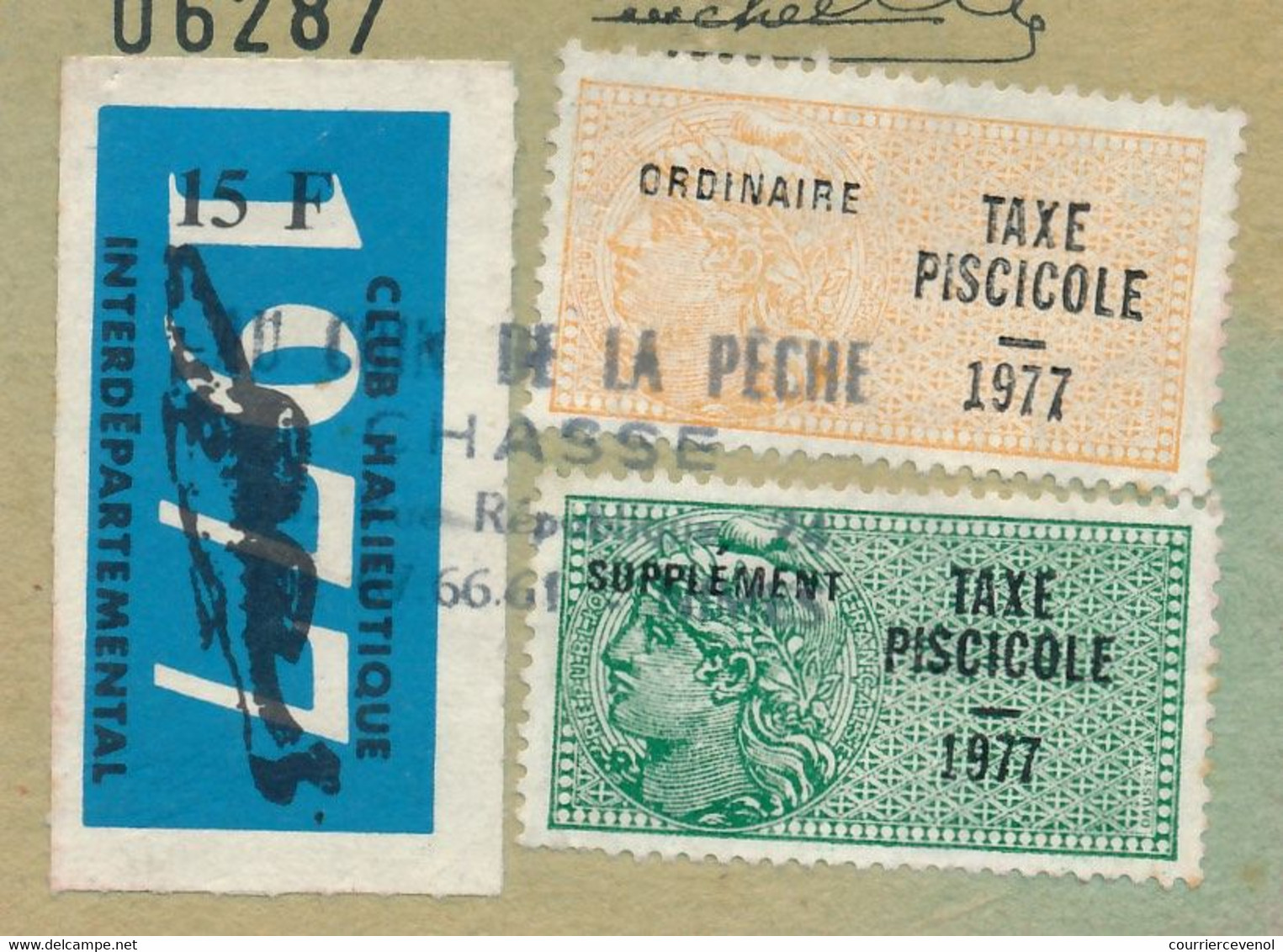 FRANCE - Carte De Pêche Union Des Pêcheurs Du Gard - Fiscaux Taxe Piscicole Type Daussy 1977 - Ordinaire + Supplément - Briefe U. Dokumente