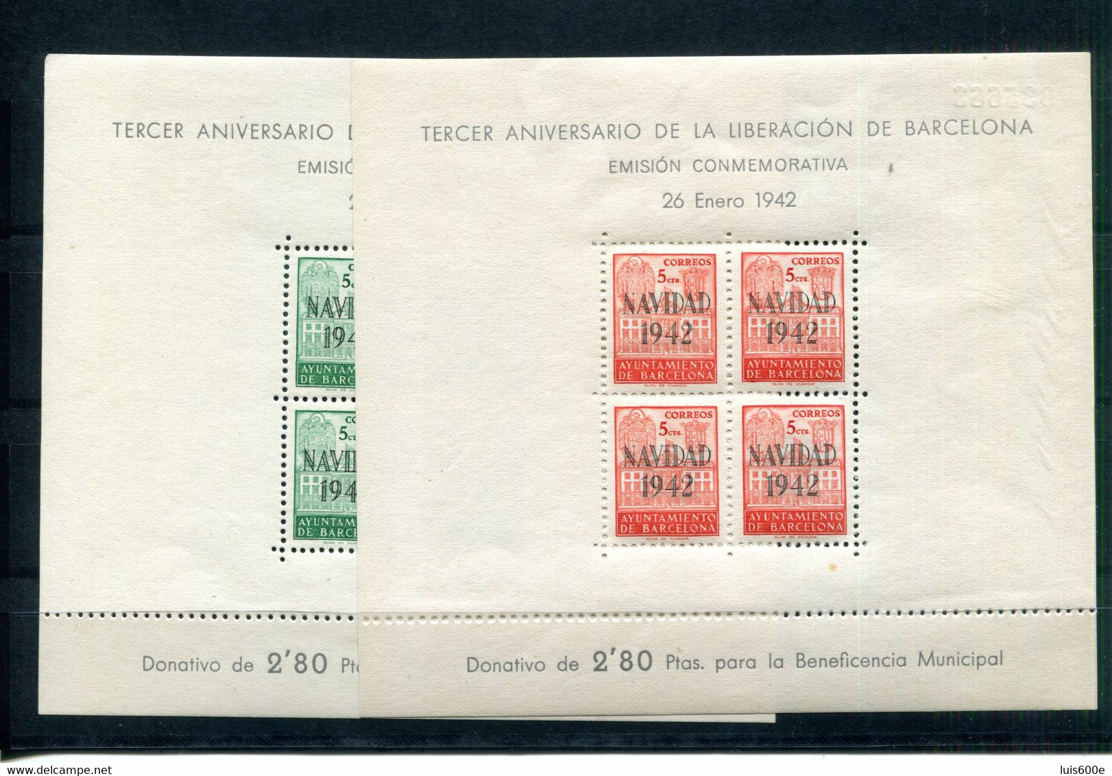 1942.ESPAÑA.BARCELONA.EDIFIL 40/41*.NUEVOS CON FIJASELLOS(MH).CATALOGO 118€ - Barcelona