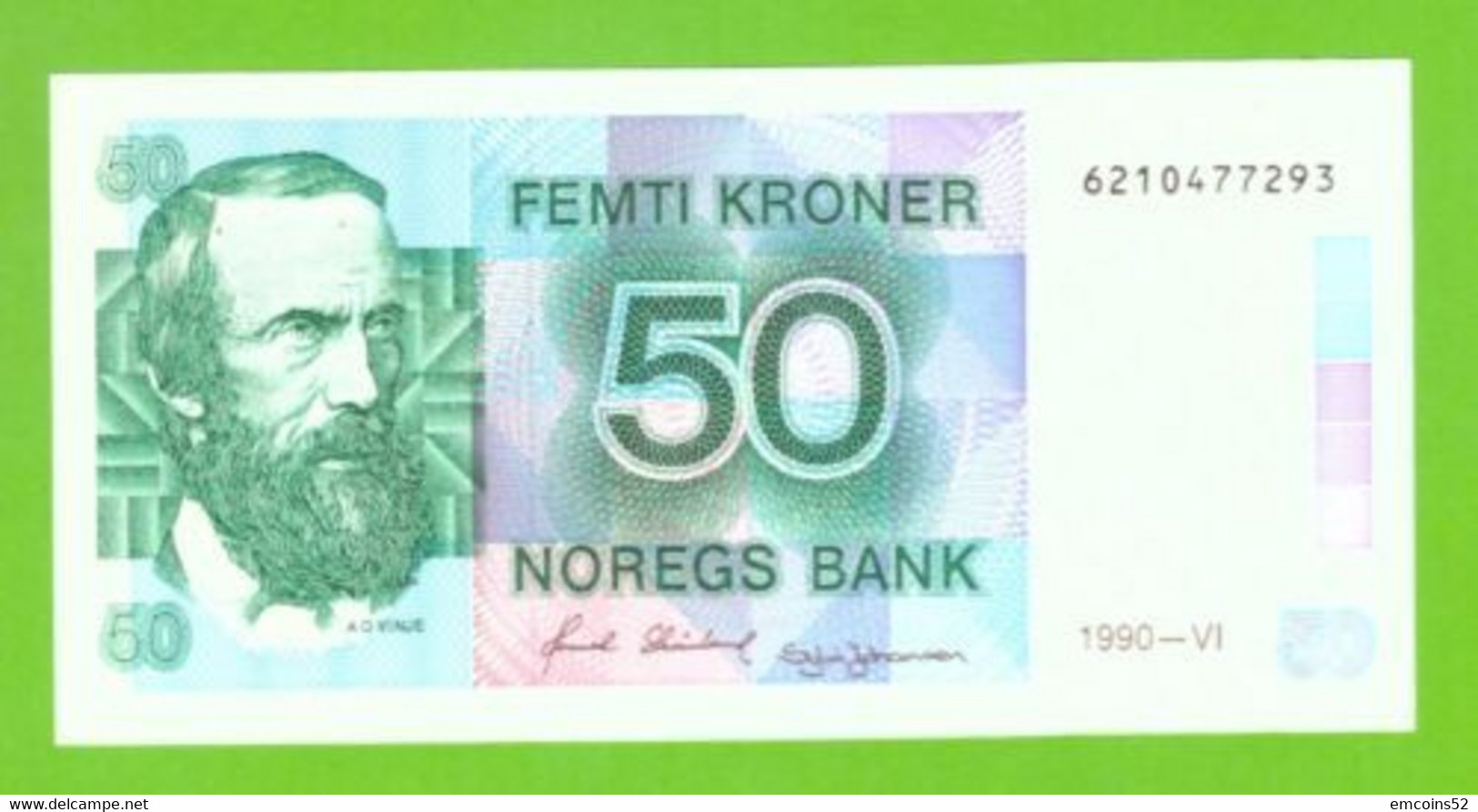 NORWAY 50 KRONER 1990   P-42e XF+  PIN HOLES - Norway