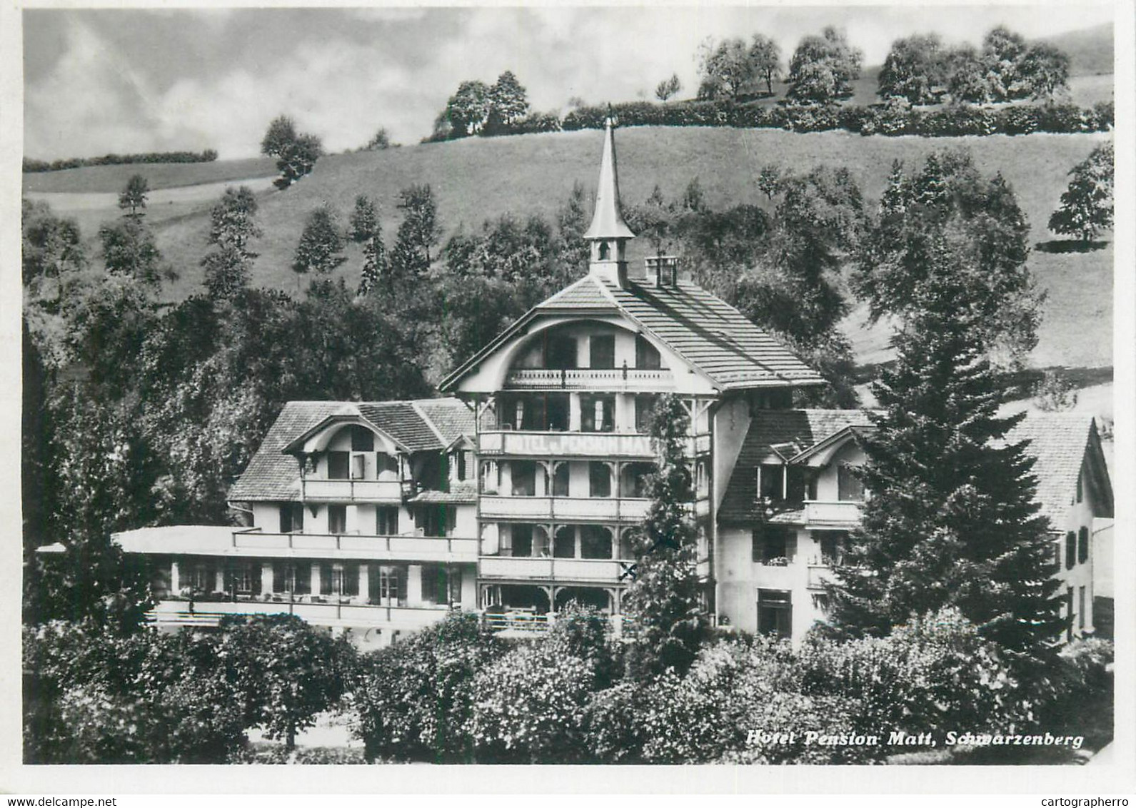 Postcard Switzerland Schwarzenberg Hotel View 1947 - Schwarzenberg