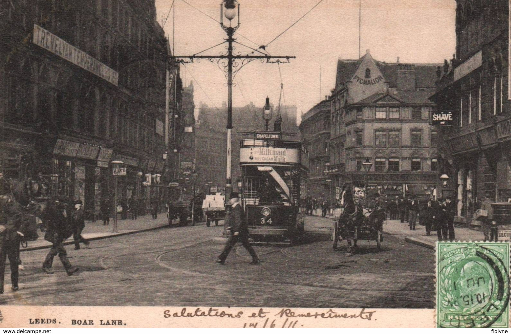 Leeds - Boar Lane - Tram Tramway - England United Kingdom - Leeds