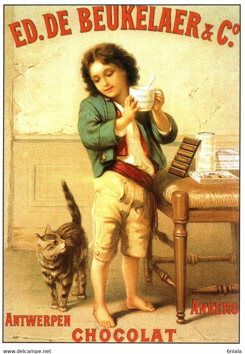 16744 Repro Affiche RECLAME PUB CHOCOLAT Belge  De BEUKELAER (chat)    N° 153  éditions Centenaire (Recto-verso) - Publicité