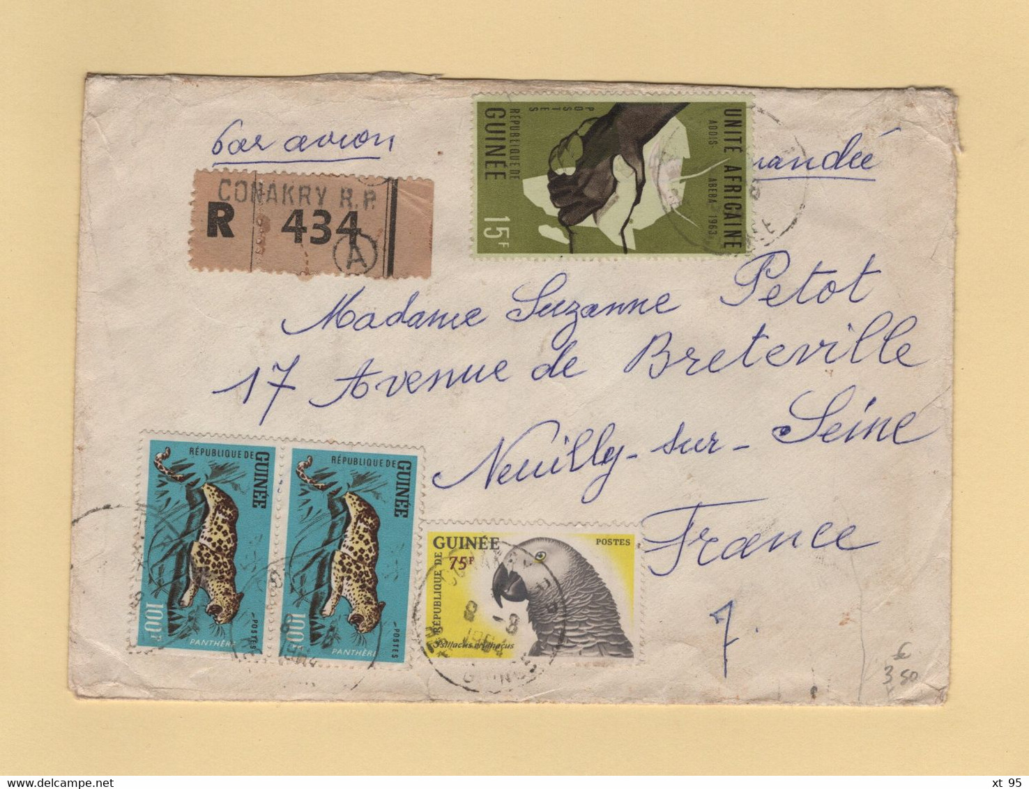 Guinee - Conakry - 1964 - Recommande Destination France - Guinee (1958-...)