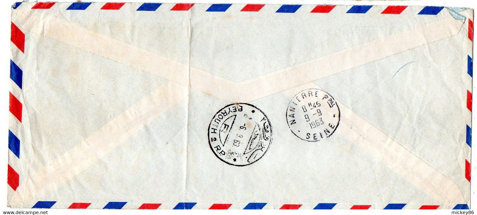 Liban -1963--Lettre Recommandée De BEYROUTH  Pour NANTERRE-92 (France) .....timbres  Friuts....cachet - Lebanon