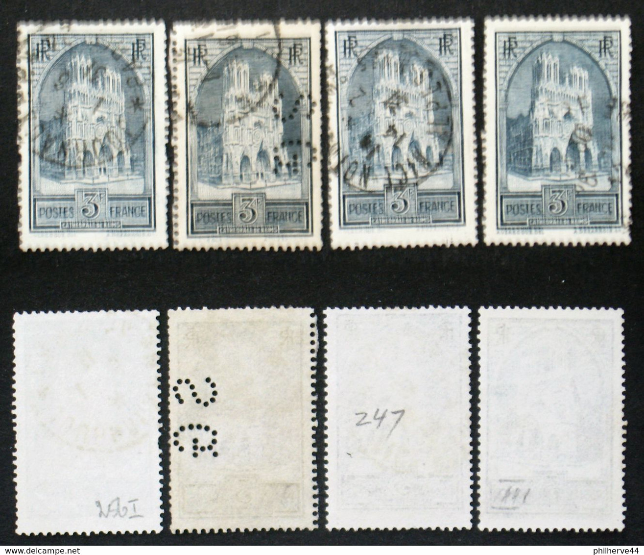 N° 259 CATHEDRALE REIMS Les 4 Type Oblit TB Cote 48€ - Gebruikt