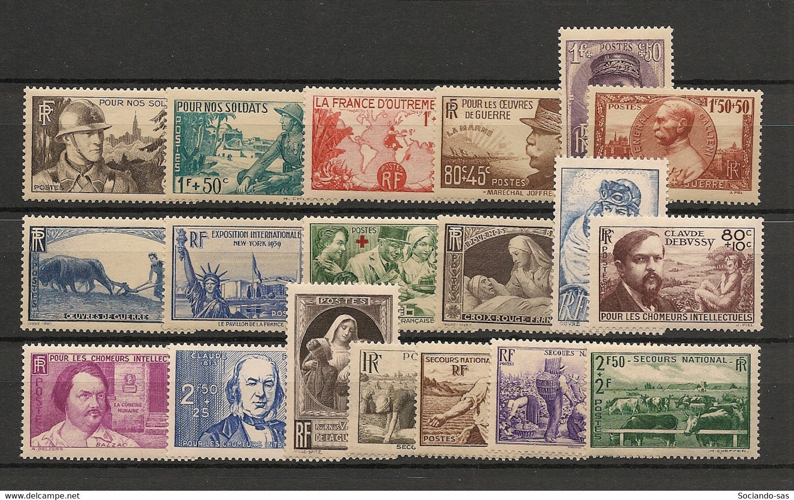 FRANCE - Année Complète 1940 - N°Yv. 451 à 469 - Complet - Neuf Luxe ** / MNH / Postfrisch - 1940-1949