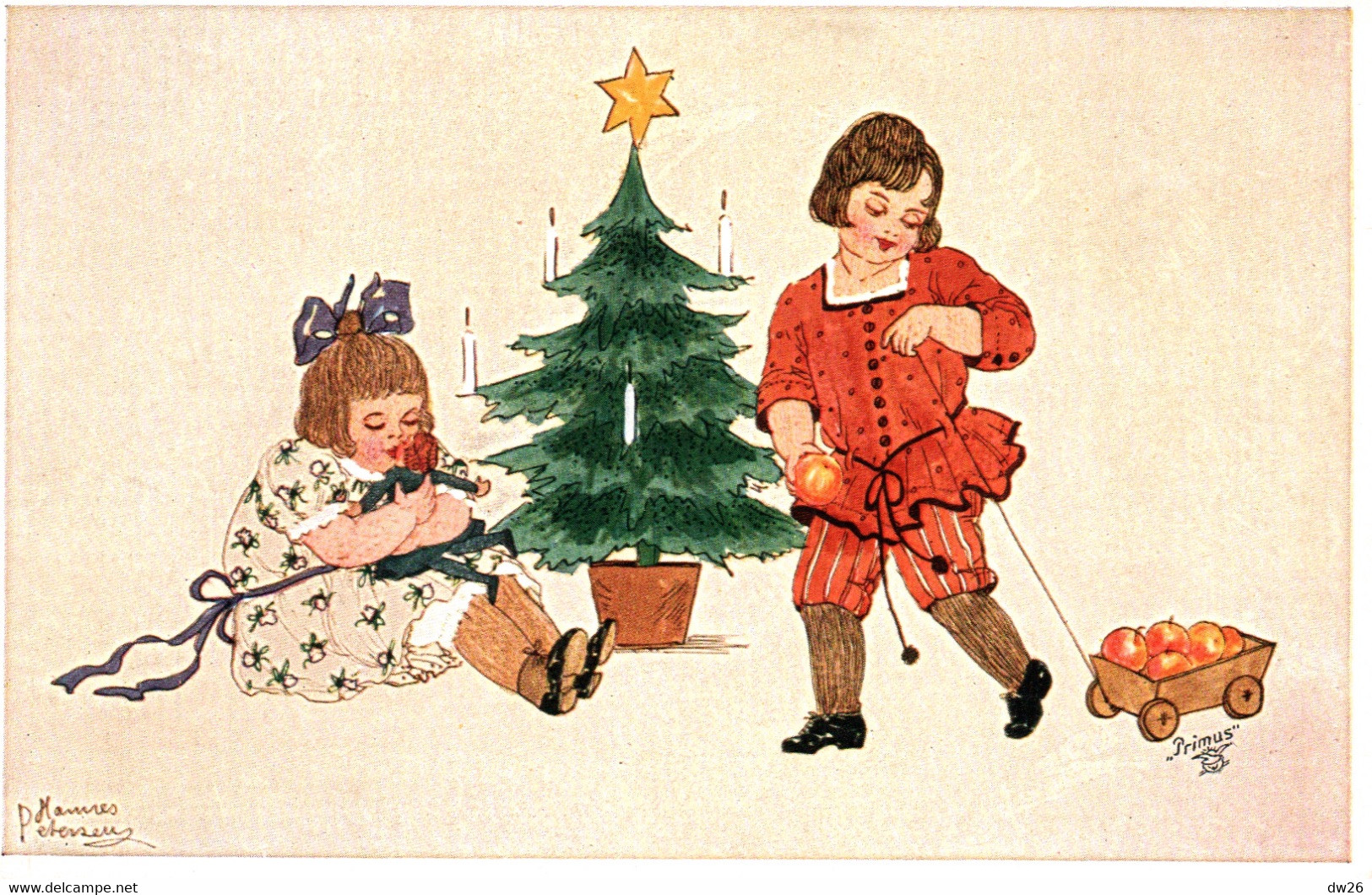 Illustration Hannes Petersen: Enfants Au Pied Du Sapin De Noël - Carte Primus Non Circulée N° 03340 - Petersen, Hannes