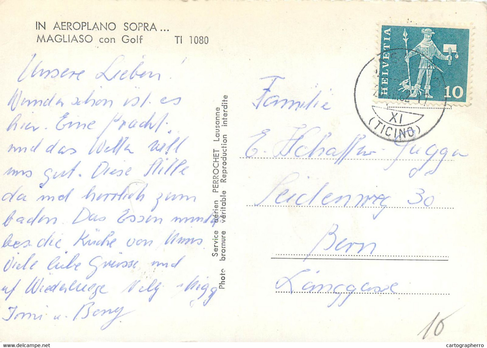 Postcard Switzerland In Aeroplano Sopra Magliaso Con Golf 1962 - Magliaso