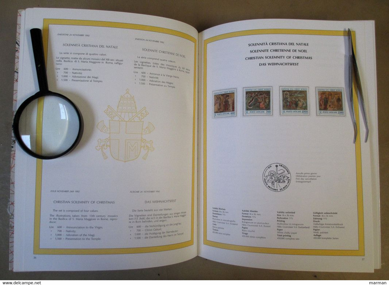 VATICANO Volume Ufficiale Emissioni 1992 - Sammlungen