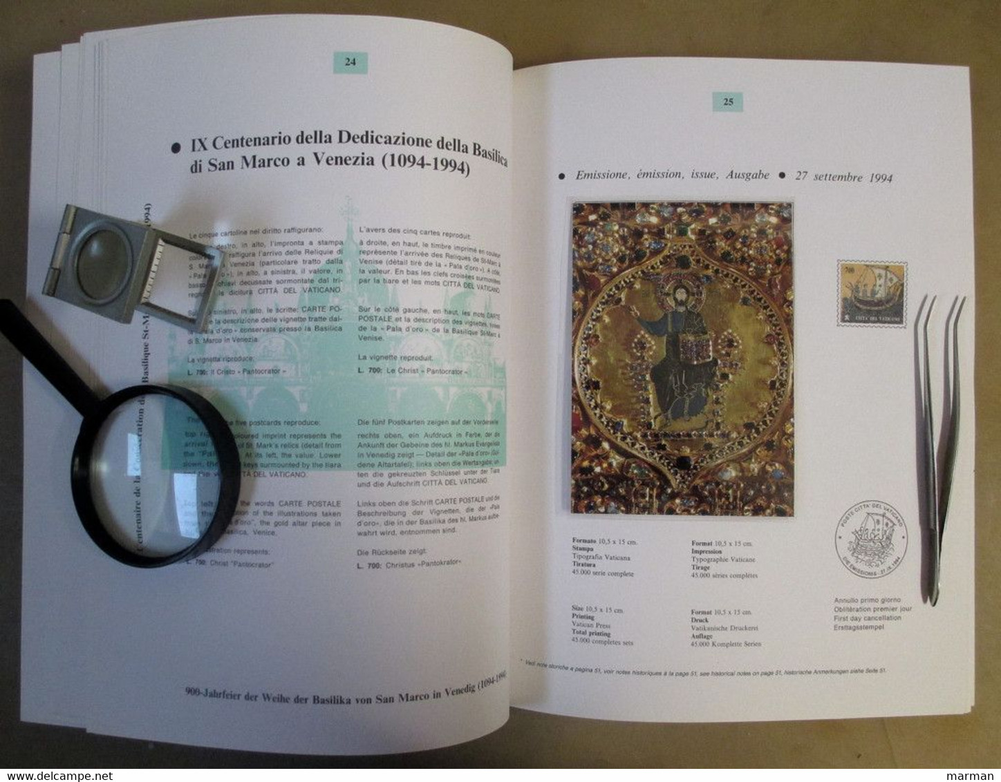 VATICANO Volume Ufficiale Emissioni 1994 - Collections