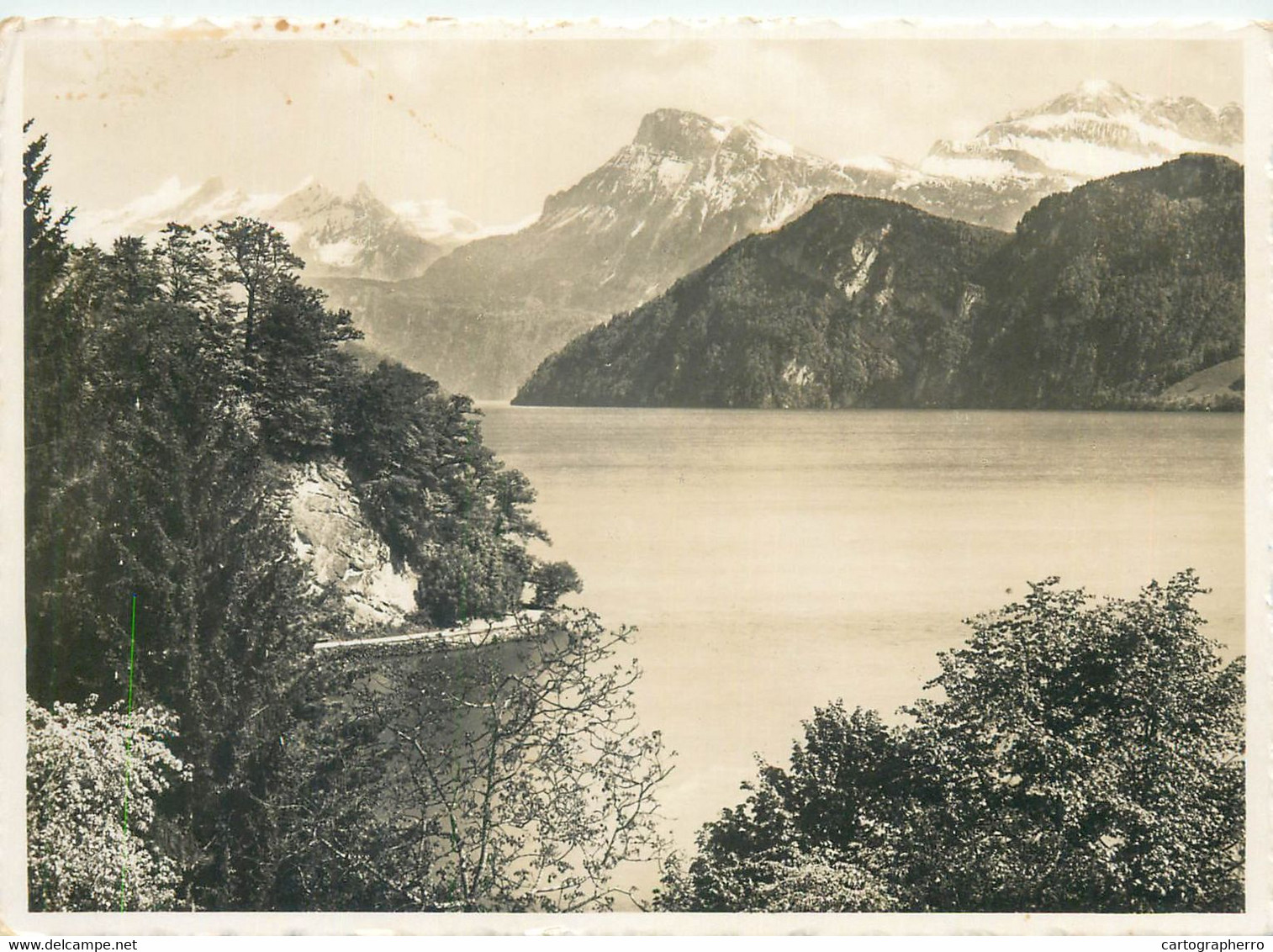 Postcard Switzerland Ausschnitt Aus Del 1 Km Langen Seepromenade Schloss Hotel Hertenstein 1942 - Stein