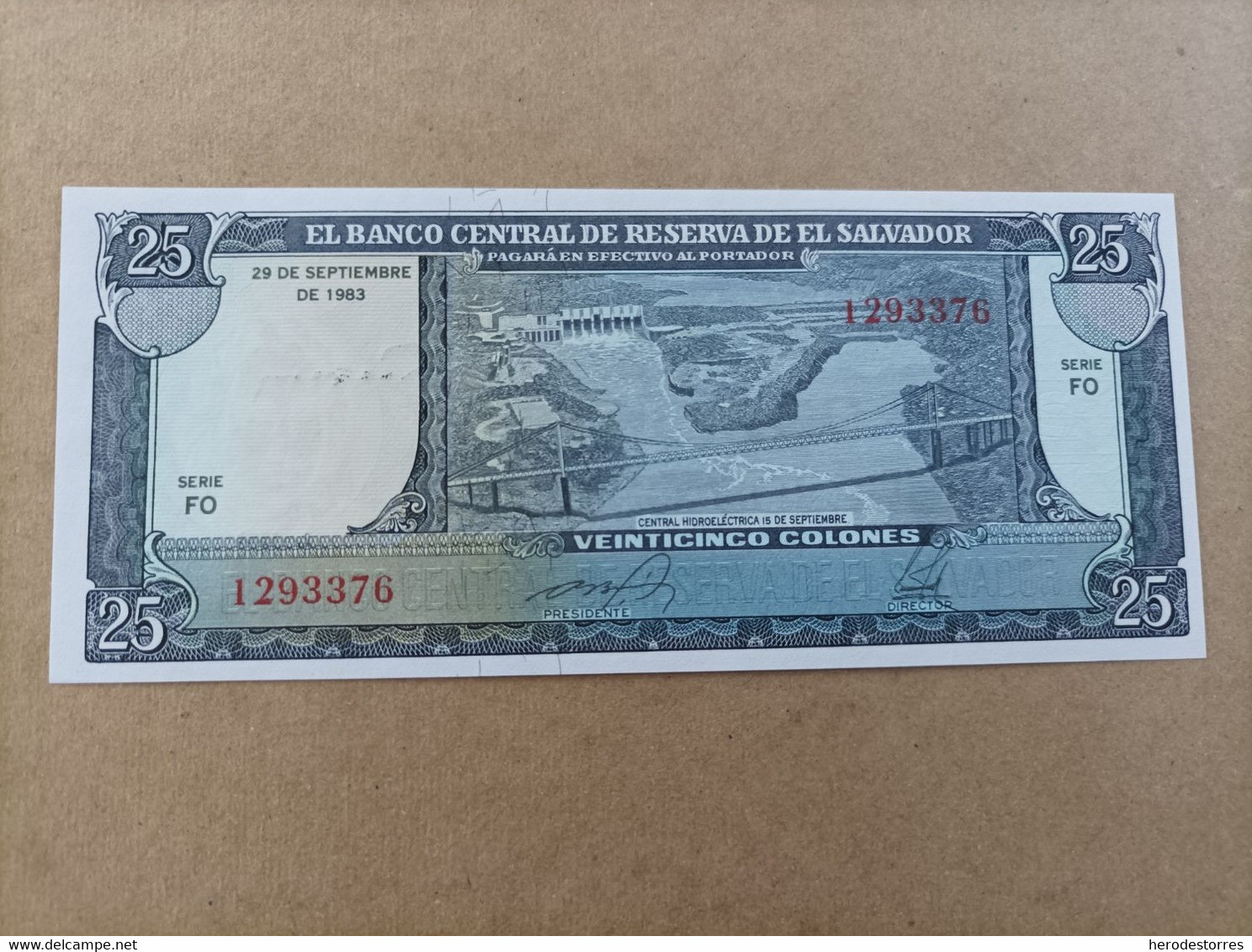 Billete De El Salvador De 25 Colones, Año 1983, UNC - El Salvador