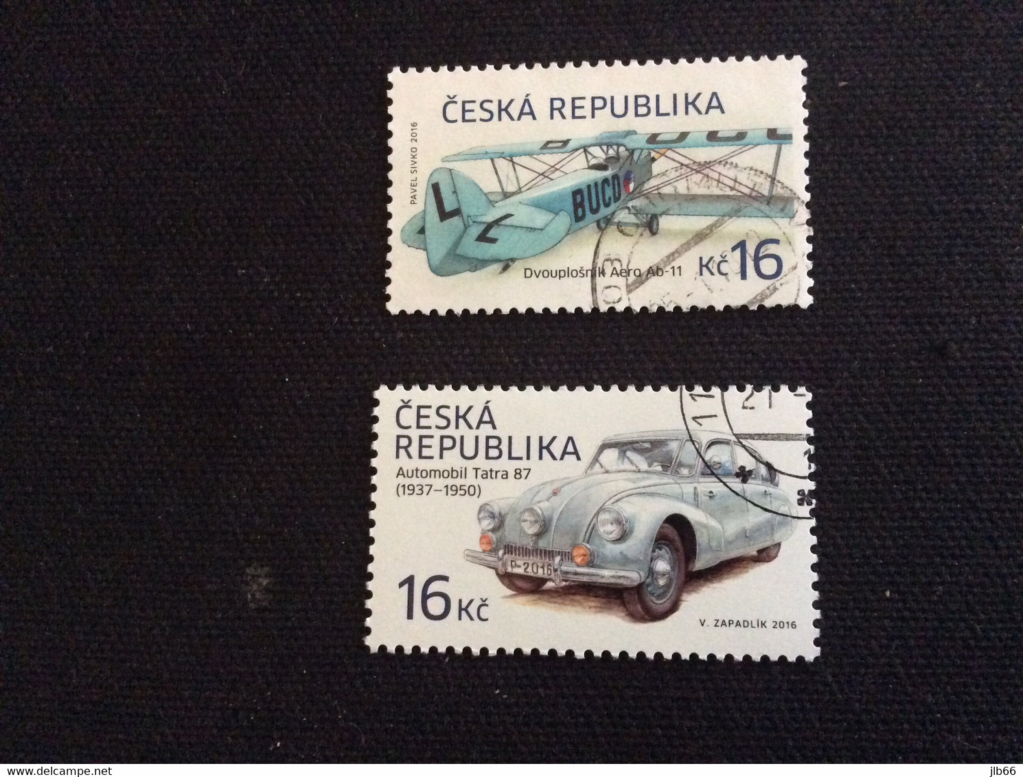 2016 Yvert 815/816 Oblitéré Avion Biplan Aero Ab-11 De 1925 Automobile Tatra 87 - Used Stamps