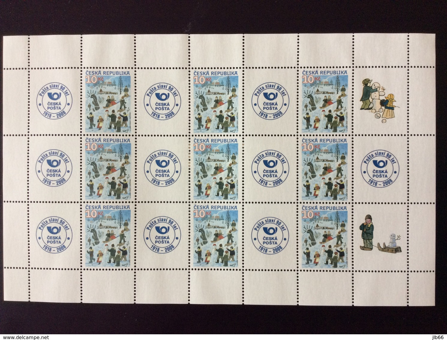 2008 Feuillet YT 522 Neuf De 9 Timbres Enfants Dans La Neige Josef Lada - Blocks & Sheetlets