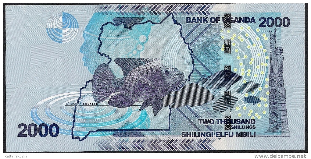 UGANDA  P50c 2000 SHILLINGS 2015  #BH Signature 14   UNC. - Ouganda