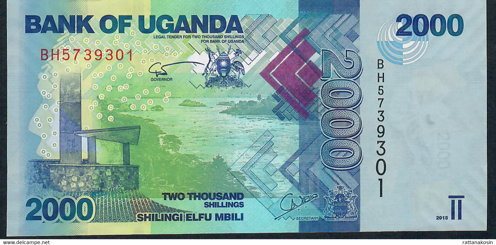 UGANDA  P50c 2000 SHILLINGS 2015  #BH Signature 14   UNC. - Ouganda