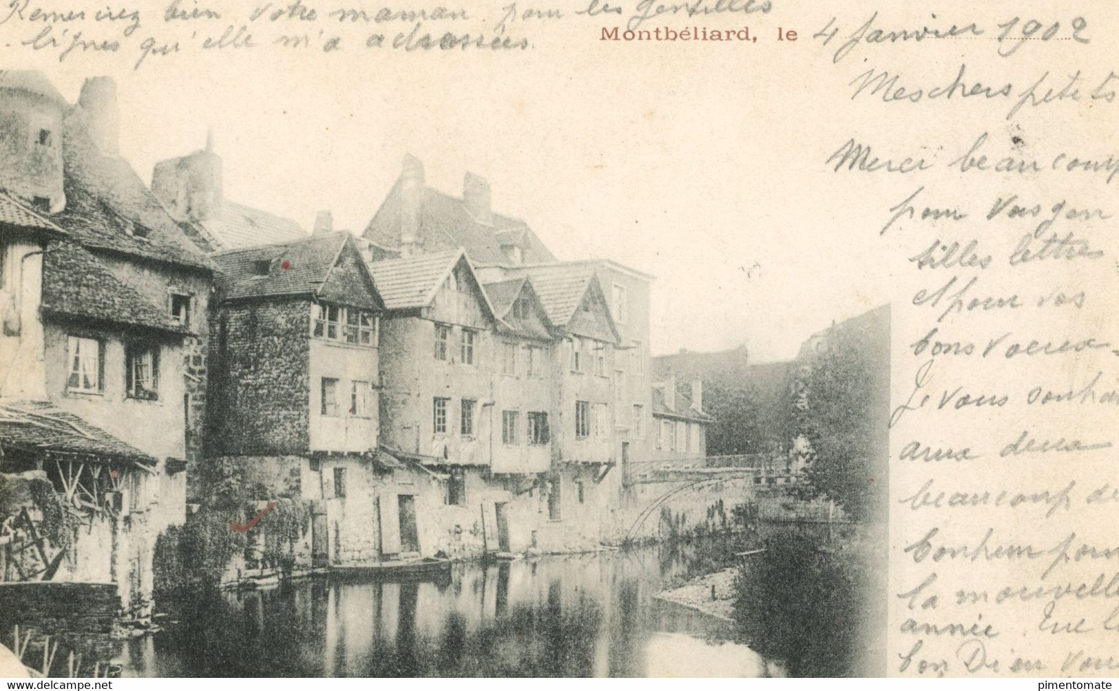 MONTBELIARD VIEILLES MAISONS SUR LA LUZINE 1902 - Montbéliard