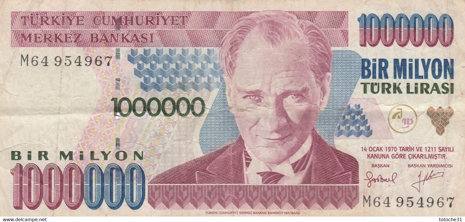 Billet 1 Million Turc Bir Milyon 1 000 000 Turk Lirasi 1970 - Turquia