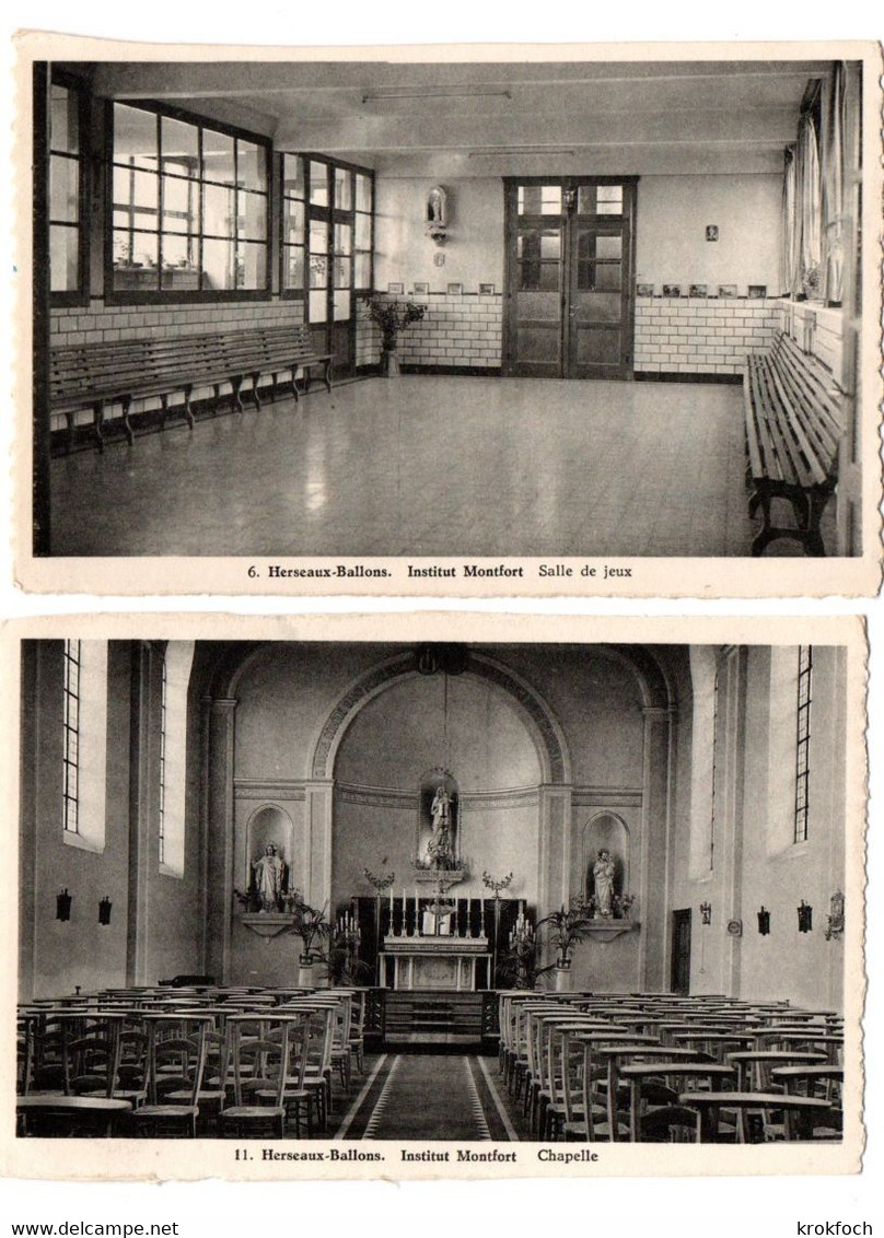 Herseaux-Ballon - Institut Monfort : Cartes 6 & 11 : Salle De Jeux Et Chapelle - Mouscron - Moeskroen