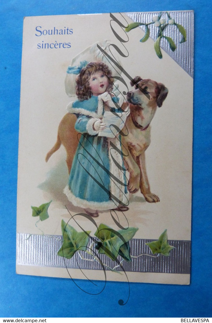 Fantasie  Girl Enfant Dog  Chien -1910-relief Serie Erika  N° 3720 Germany - 1900-1949