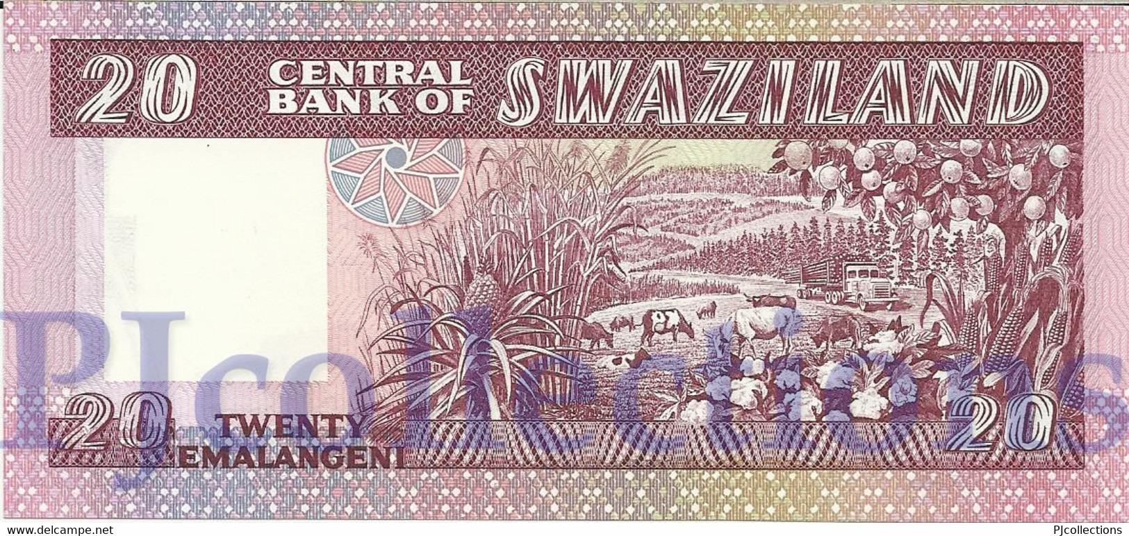 SWAZILAND 20 EMALANGENI 1986 PICK 12a UNC - Swaziland