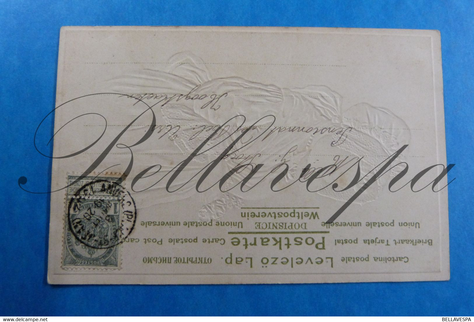 Uitgever C. Cnobloch Amsterdam Delfts blauw   verzonden 1902 scarce  LOT x 4 cpa  Detelle  Kant relief