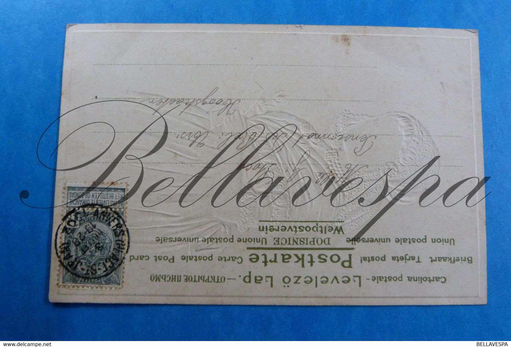 Uitgever C. Cnobloch Amsterdam Delfts blauw   verzonden 1902 scarce  LOT x 4 cpa  Detelle  Kant relief