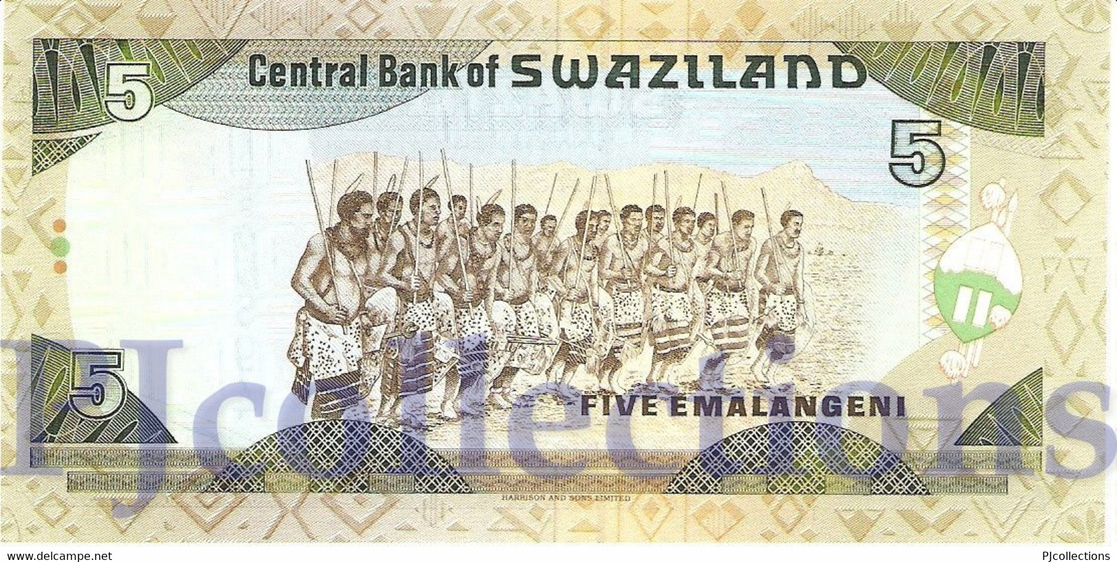 SWAZILAND 5 EMALANGENI 1995 PICK 23a UNC - Swaziland