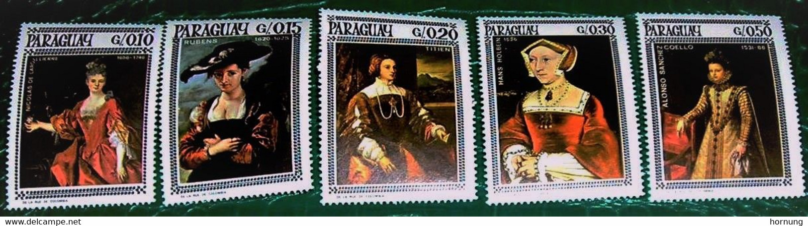 Paraguay,1966,  MNH.Rubens, Titien,Holbein,A.Sanchez. Coello. Michel # 1666-1670 - Paintings