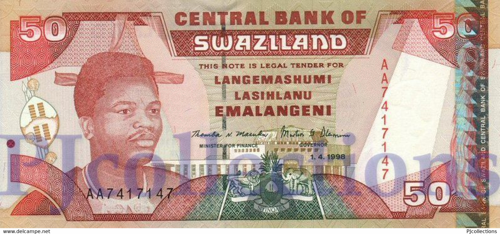 SWAZILAND 50 EMALANGENI 1998 PICK 26b UNC - Swasiland