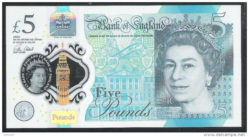 United Kingdom 5 Pound 2015 P394 UNC - 5 Pounds