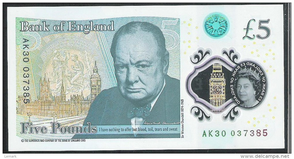 United Kingdom 5 Pound 2015 P394 UNC - 5 Pond