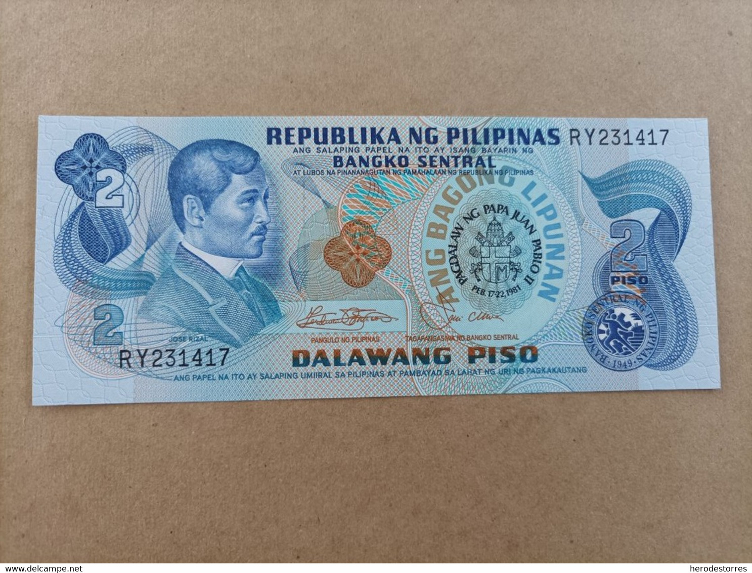 Billete De Filipinas De 2 Pisos Conmemorativo De Papa Juan Pablo, Año 1981, UNC - Philippines