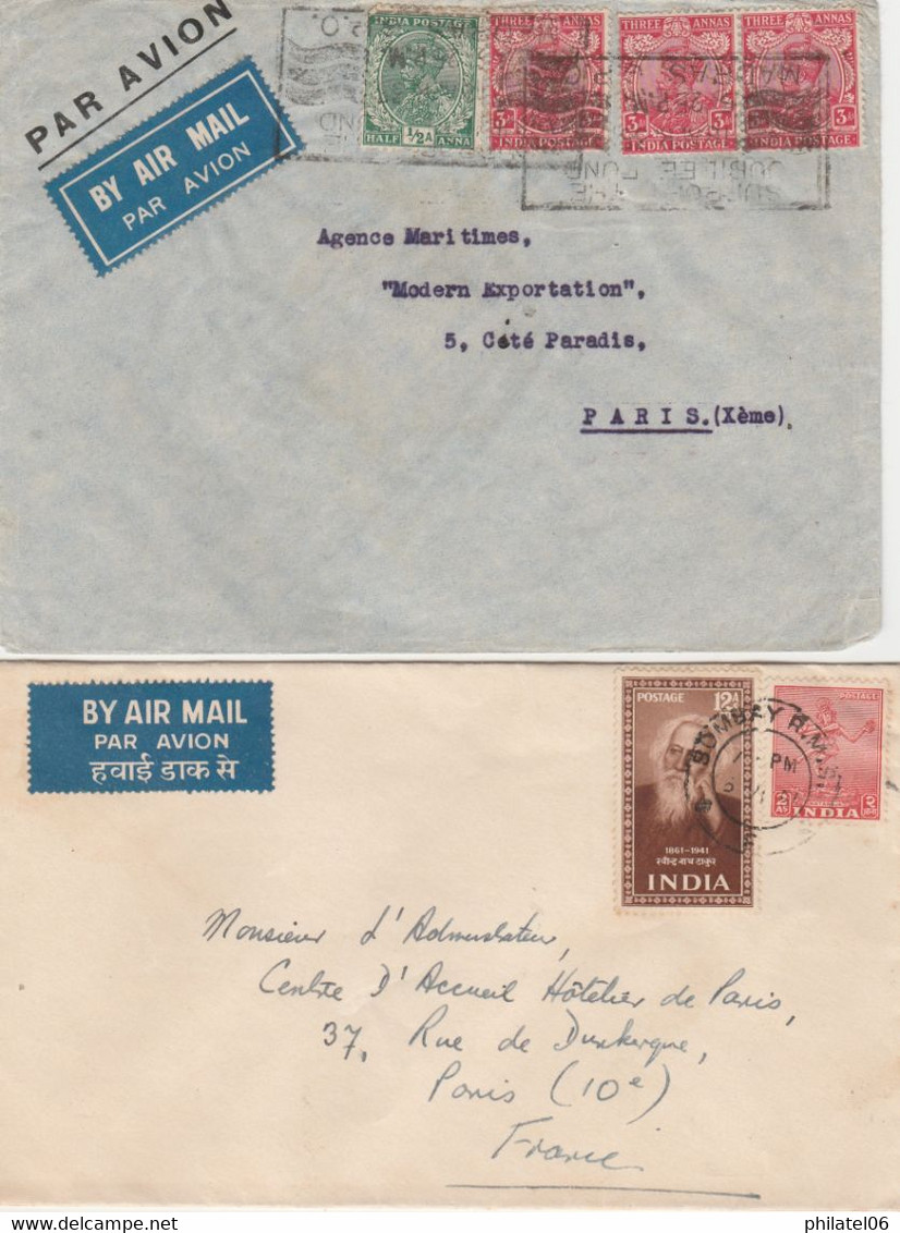 INDE    2 LETTRES - Covers & Documents