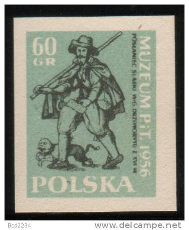 POLAND 1956 OPENING OF POSTAL MUSEUM COLOUR PROOF NHM (NO GUM) Post Man Dog Post Office History Old Costumes - Probe- Und Nachdrucke
