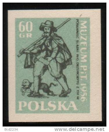 POLAND 1956 OPENING OF POSTAL MUSEUM COLOUR PROOF NHM (NO GUM) Post Man Dog Post Office History Old Costumes - Prove & Ristampe