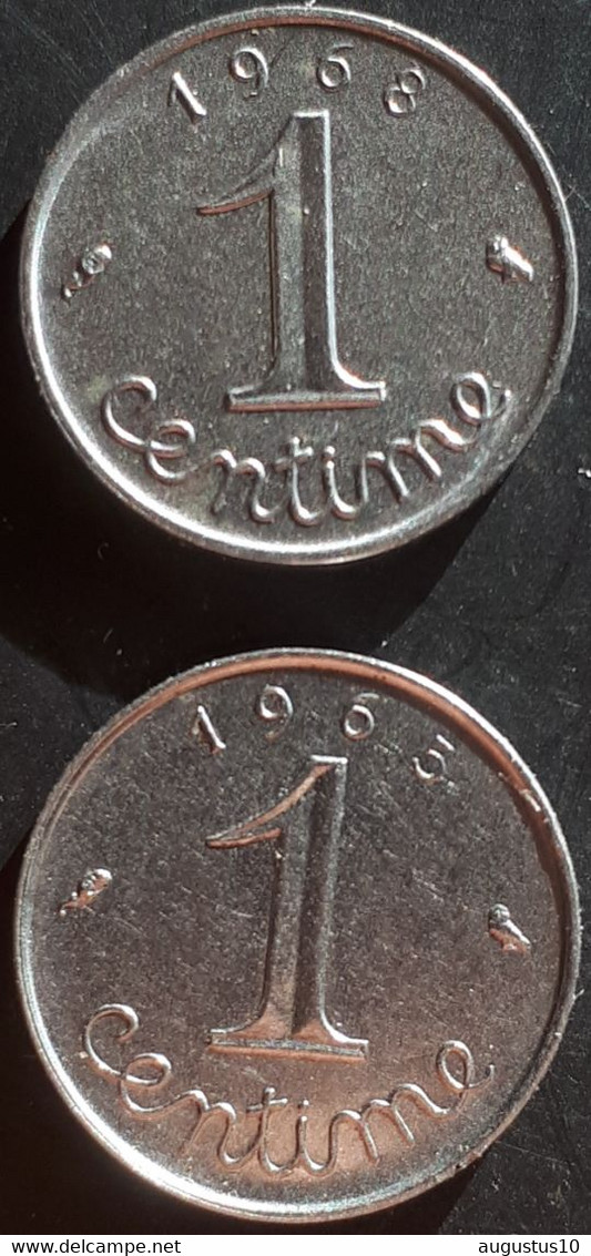 FRANCE :2 X 1 CENTIME  1965 & 1968 KM 928 - 1 Centime