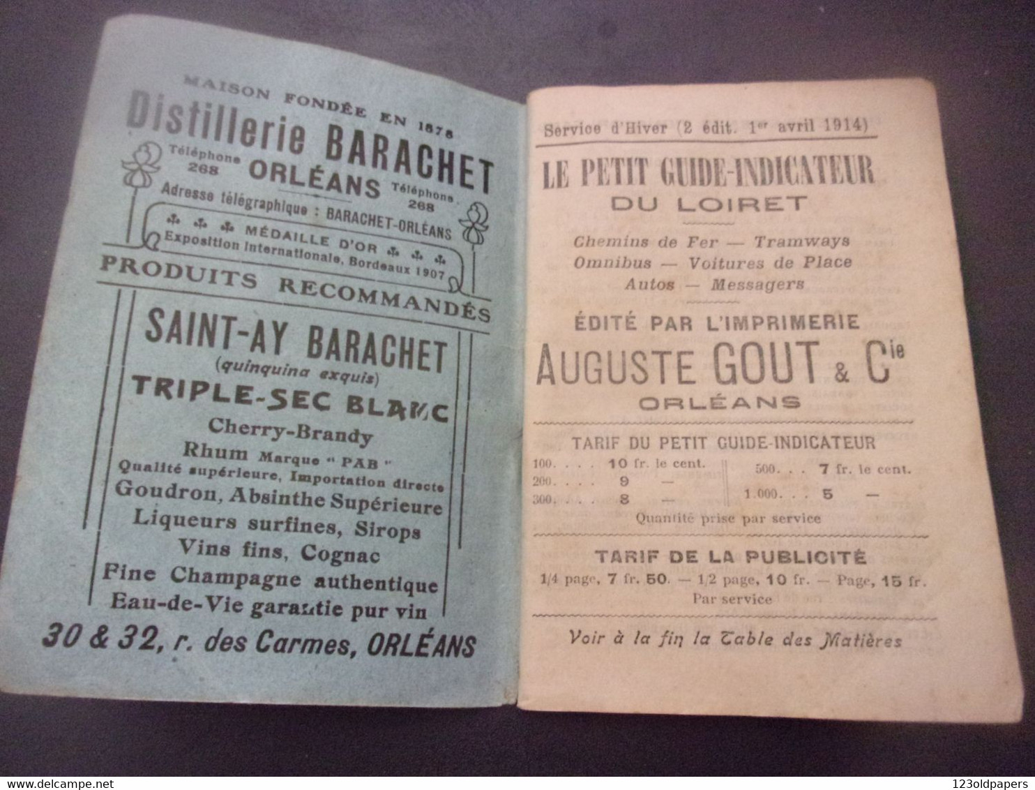 ♥️ LOIRET ORLEANS GUIDE   INDICATEUR 1914  Chemins Fer TRAMWAY VOITURE PUBLIQUE OMNIBUS ..PLAN RENSEIGNEMENT VILLE - Non Classés