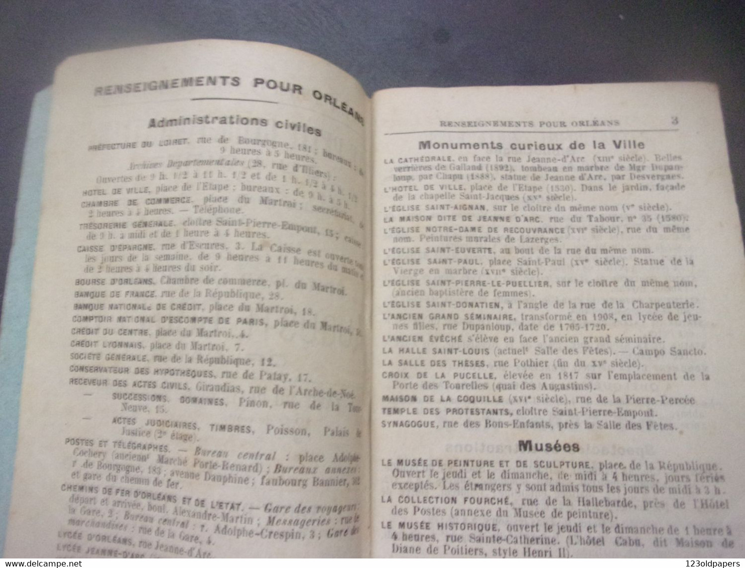 ♥️ LOIRET ORLEANS GUIDE   INDICATEUR 1914  Chemins Fer TRAMWAY VOITURE PUBLIQUE OMNIBUS ..PLAN RENSEIGNEMENT VILLE - Non Classés