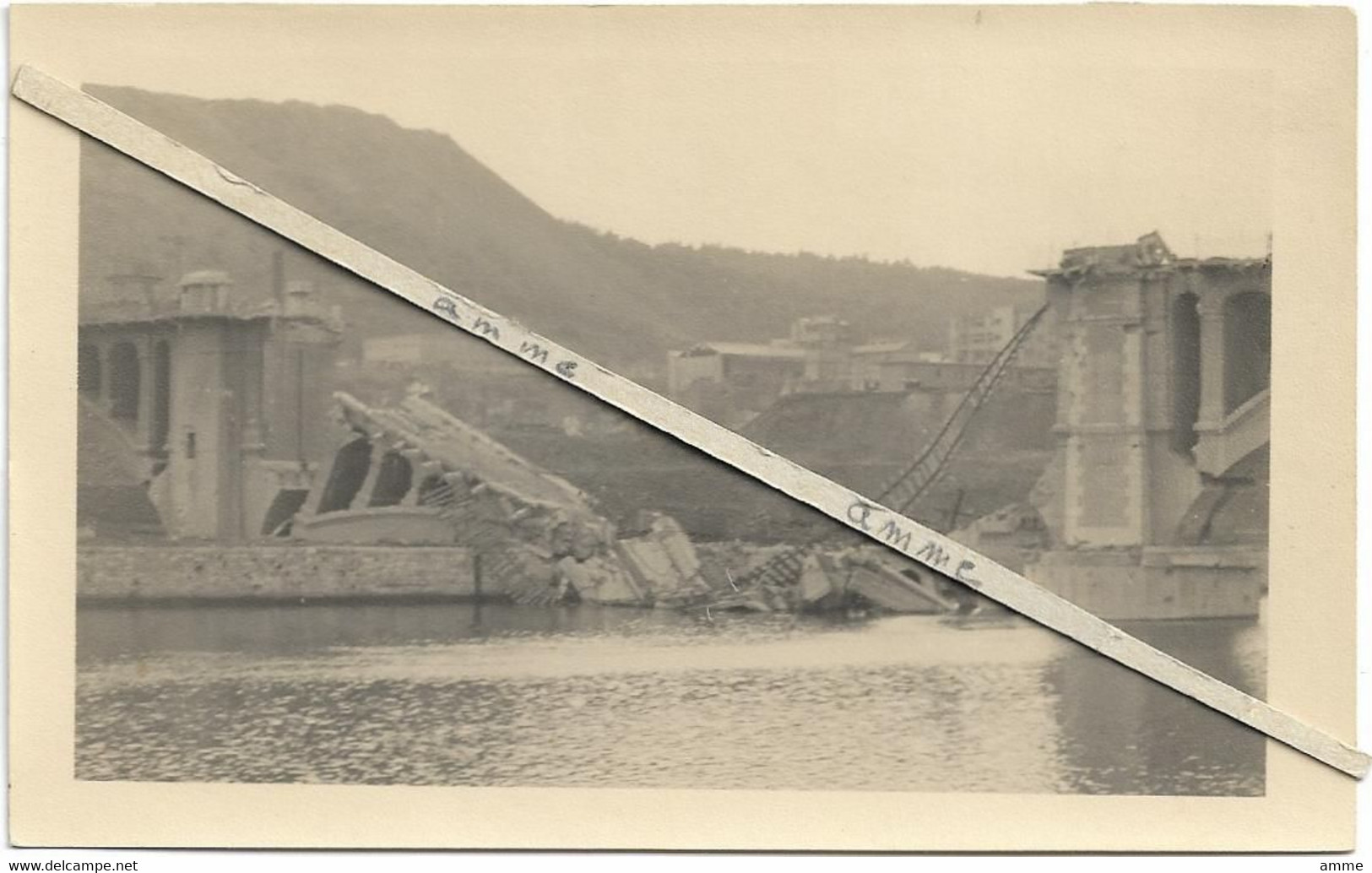 Fexhe-le-Haut-Clocher  *  (Carte-photo 1944)  Le Pont De Fexhe Après Le Bombardement Allié - Fexhe-le-Haut-Clocher