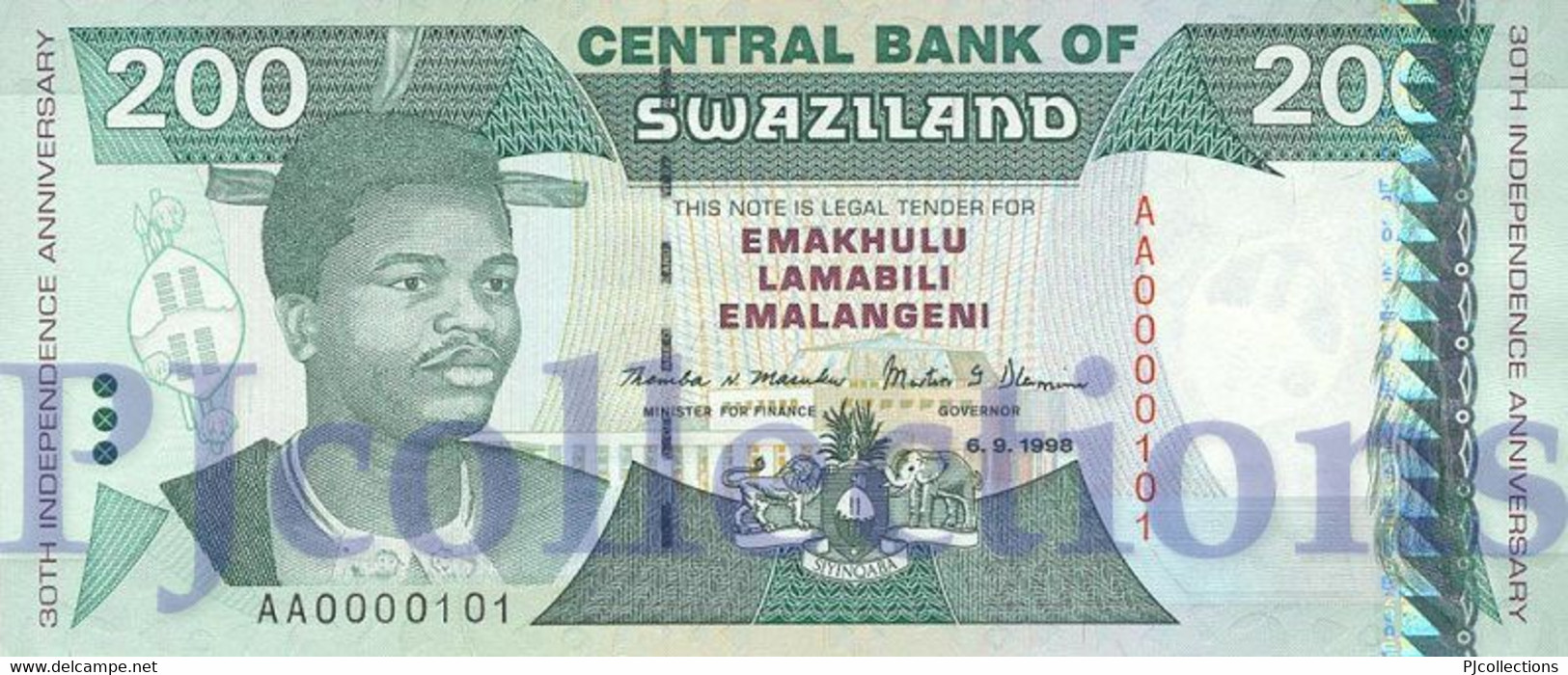 SWAZILAND 100 EMALANGENI 1998 PICK 28a UNC - Swasiland