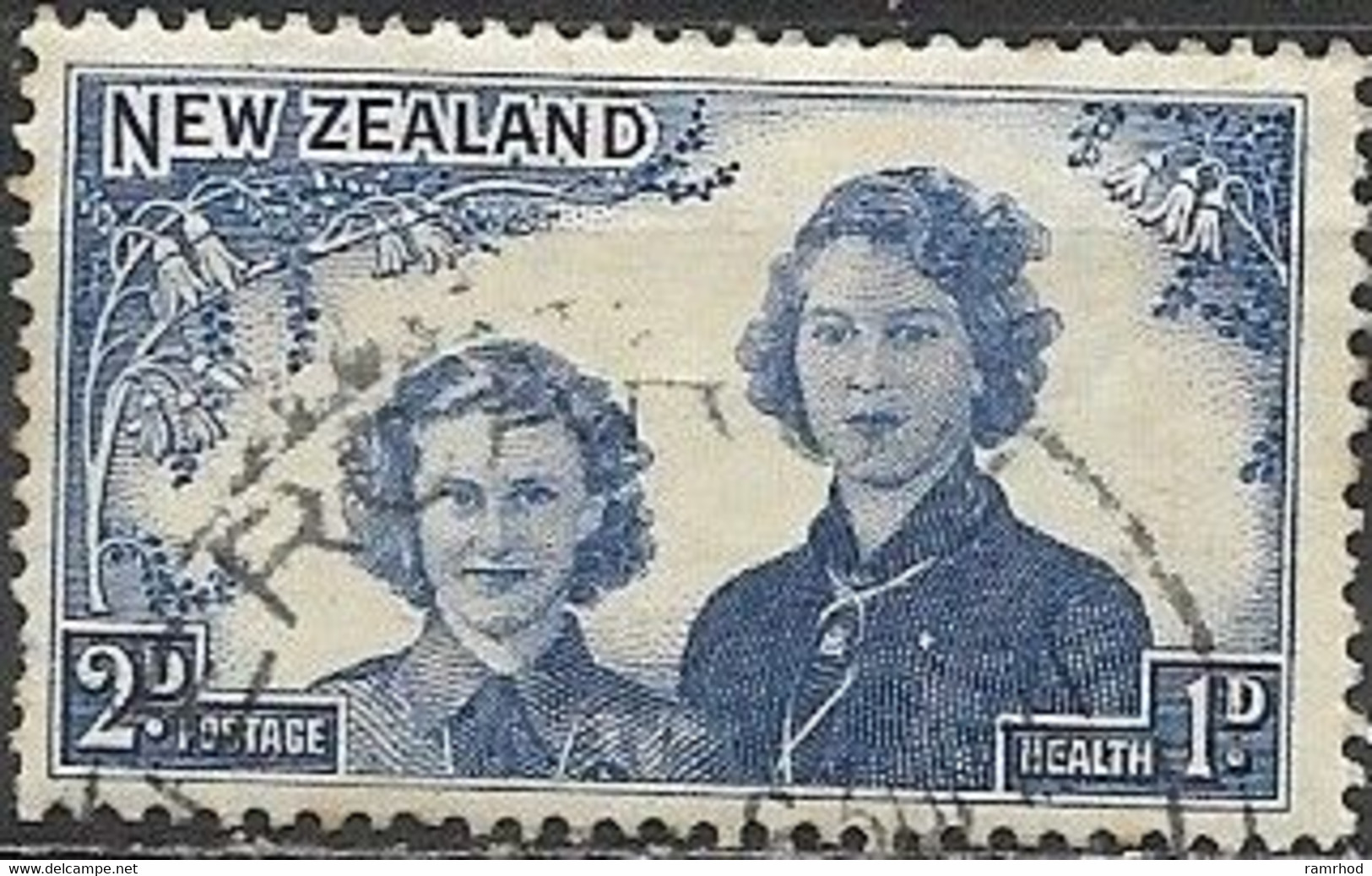 NEW ZEALAND 1944 Health Stamps - 2d.+1d - Queen Elizabeth II As Princess And Princess Margaret FU - Gebruikt