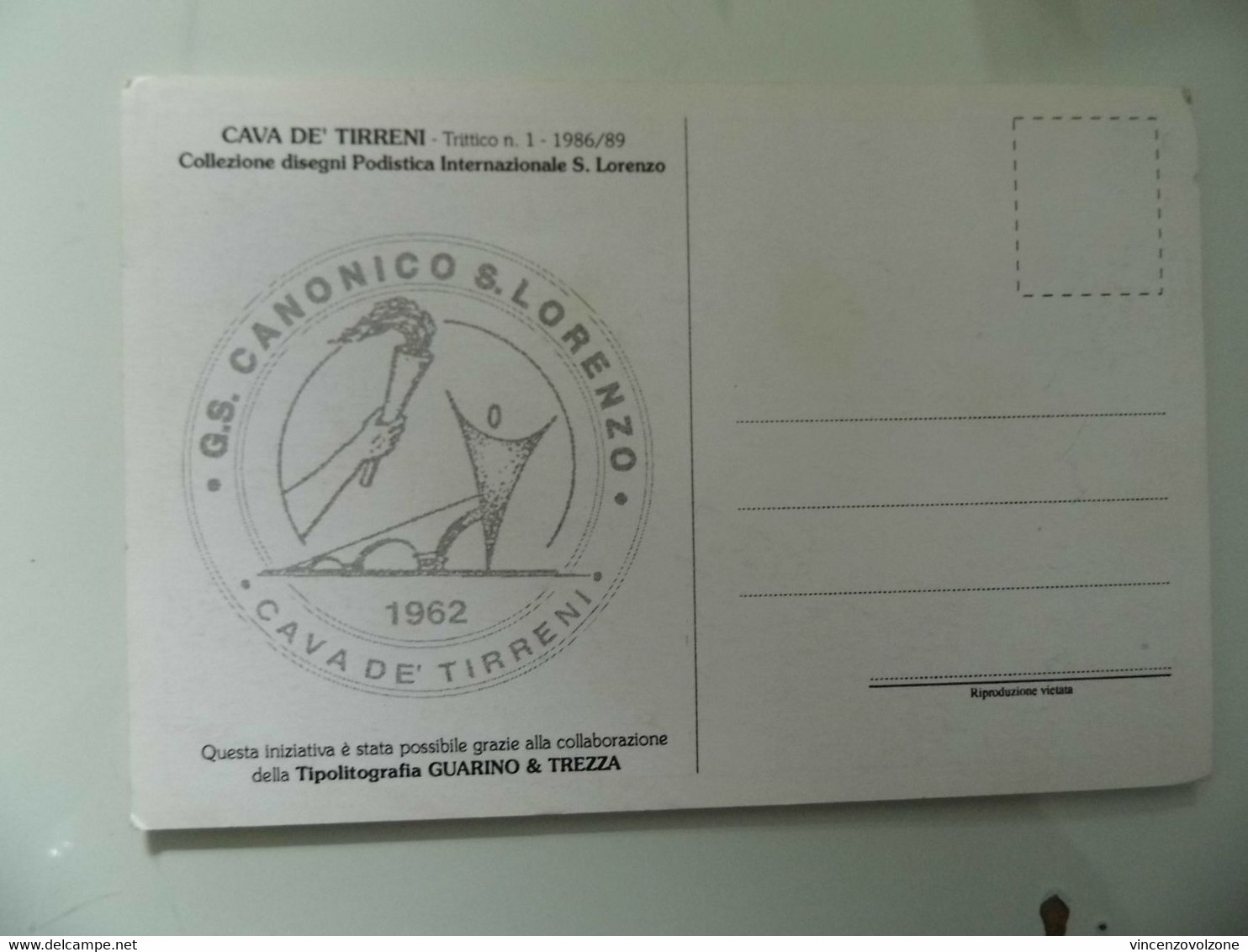 Cartolina "CAVA DEI TIRRENI Trittico N.1 1986/89 COLLEZIONE DISEGNI PODISTICA INTERNAZIONALE S. LORENZO" - Cava De' Tirreni