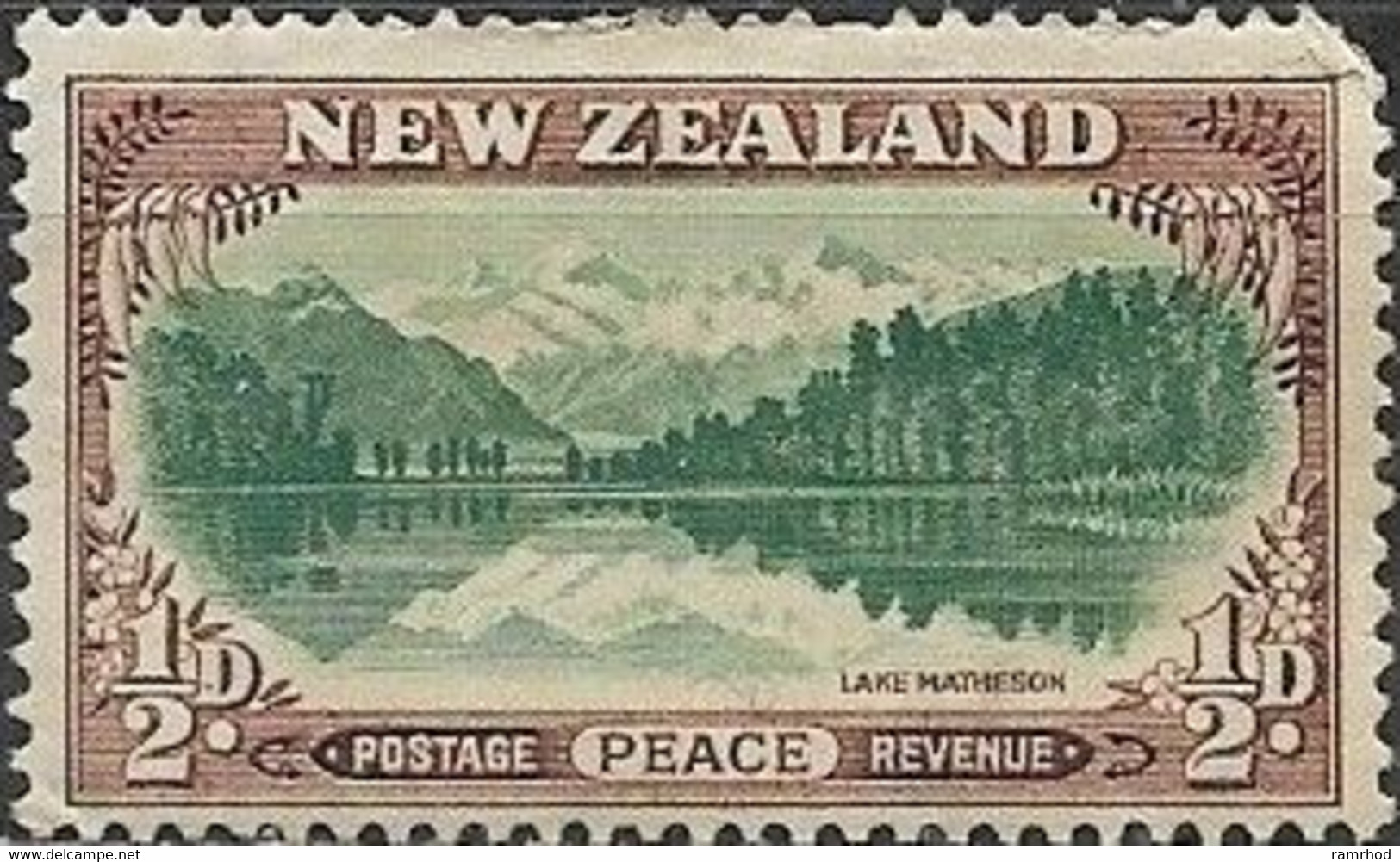 NEW ZEALAND 1946 Peace Issue - 1/2d Lake Matheson MH - Neufs